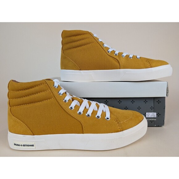 Sun + Stone Jett High Top Sneakers Mens 11 M Yellow Canvas Casual Shoes NWB - Picture 1 of 11